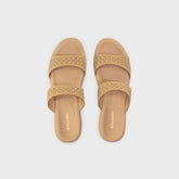 WOMENS BEIGE FAUX LEATHER CUT-WORK FASHION CHAPPALS